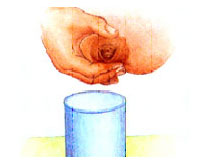 拇指放於上乳房，食指放於下乳房以其他手指支托乳房以大拇指及食指壓乳頭後方的乳暈